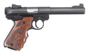 Ruger Mark IV Target 22 LR 10+1 5.50" Blued Steel Bull Barrel, Slide & Frame, Target Laminate w/Finger Grooves Grips Ruger Mark IV Target 22 LR 10+1 5.50" Blued Steel Bull Barrel, Slide & Frame, Target Laminate w/Finger Grooves Grips