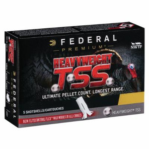 Federal Premium Heavyweight TSS 20 Gauge 1 1/2 Oz Heavyweight TSS Centerfire Shotgun Ammo 9 Shot 5 Rounds PTSSX259F Federal Premium Heavyweight TSS 20 Gauge 1 1/2 Oz Heavyweight TSS Centerfire Shotgun Ammo 9 Shot 5 Rounds PTSSX259F