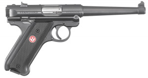 Ruger Mark IV 22 LR 10+1 6" Satin Stainless Tapered Barrel, Blued Steel Slide & Aluminum Frame Checkered Synthetic Grip