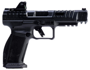 Canik SFx Rival 9mm Luger 18+1 5" Barrel, Rival Dark Side Black Frame w/Picatinny Accessory Rail, Aggressive Serrated Steel Slide w/Optic Cut/Ports, Rival Gray Backstrap Grip Includes Red Dot, Holster, Cleaning Kit & 2 Magazines Canik SFx Rival 9mm Luger 18+1 5" Barrel, Rival Dark Side Black Frame w/Picatinny Accessory Rail, Aggressive Serrated Steel Slide w/Optic Cut/Ports, Rival Gray Backstrap Grip Includes Red Dot, Holster, Cleaning Kit & 2 Magazines