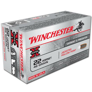 Winchester SUPER-X RIFLE .22 Hornet 46gr Jacketed Hollow Point 50 Rounds Winchester SUPER-X RIFLE .22 Hornet 46gr Jacketed Hollow Point 50 Rounds