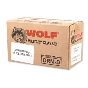 Wolf Military Classic.223 Rem., FMJ, 55 Grain, 500 Rounds Wolf Military Classic.223 Rem., FMJ, 55 Grain, 500 Rounds