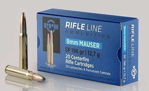 PPU, 8mm Mauser, SP, 196 Grain, 20 Rounds. PPU, 8mm Mauser, SP, 196 Grain, 20 Rounds.