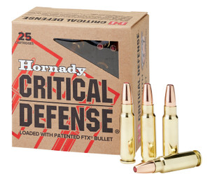Hornady Critical Defense 5.7x28mm FN Ammo — 40gr FTX Flex Tip Polymer Tip — 25 Round Box