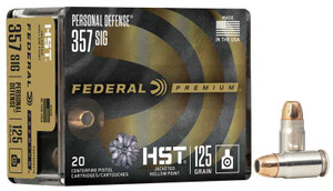 Personal Defense HST 357 Sig 125 Grain Jacketed Hollow Point Nickel-Plated Cased Centerfire Pistol 20 Rounds Personal Defense HST 357 Sig 125 Grain Jacketed Hollow Point Nickel-Plated Cased Centerfire Pistol 20 Rounds