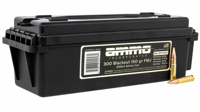 AMMO INC 300 Blackout 150gr FMJ 200rd Case