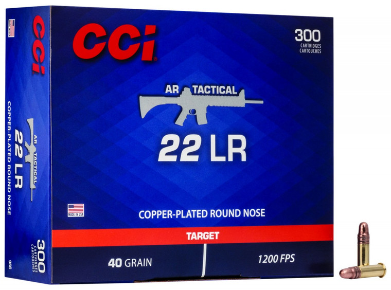 CCI AR Tactical 22LR 40gr Copper Plated Round Nose 300 Per Box
