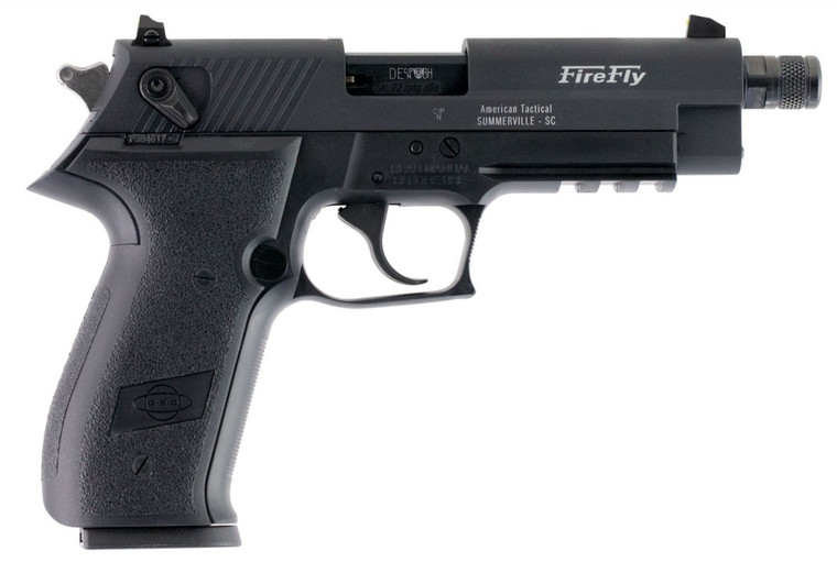 GSG  FireFly 22 LR 10+1 4.90" Black Steel/Threaded Barrel, Serrated Slide, Zinc Alloy w/Accessory Rail Frame, Black Polymer Grip