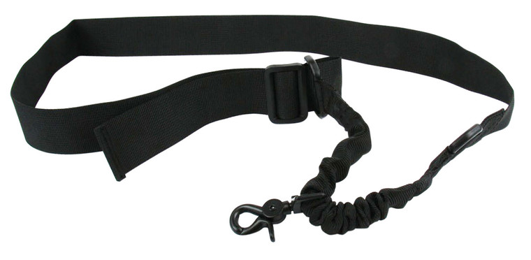 BLACK SINGLE POINT BUNGEE SLING WITH METAL HOOK