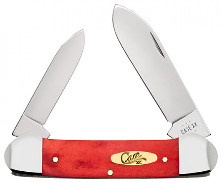 Case Dark Red Bone Canoe Folding Spear/Pen Plain Mirror Polished Tru-Sharp SS Blade/Smooth Dark Red/Pinched Bolsters Bone/SS Handle