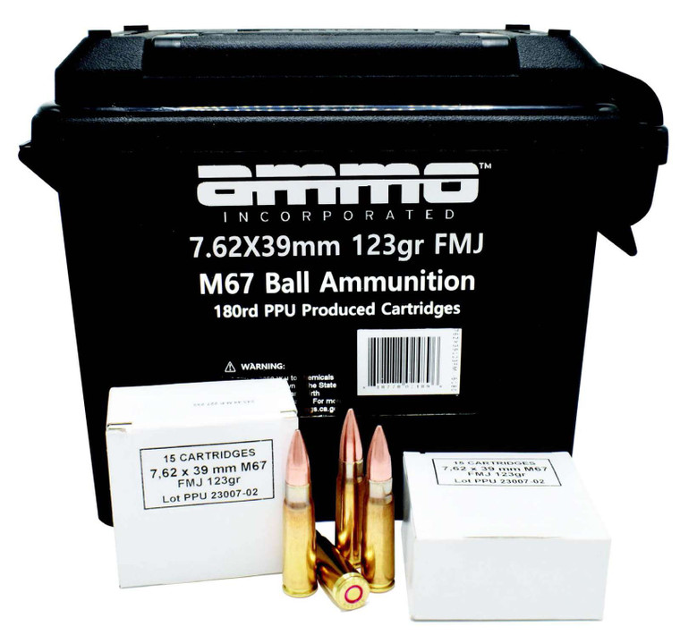 AMMO INC 762X39123FMJ-B180 7.62X39 123 GR PPU, 180 ROUNDS