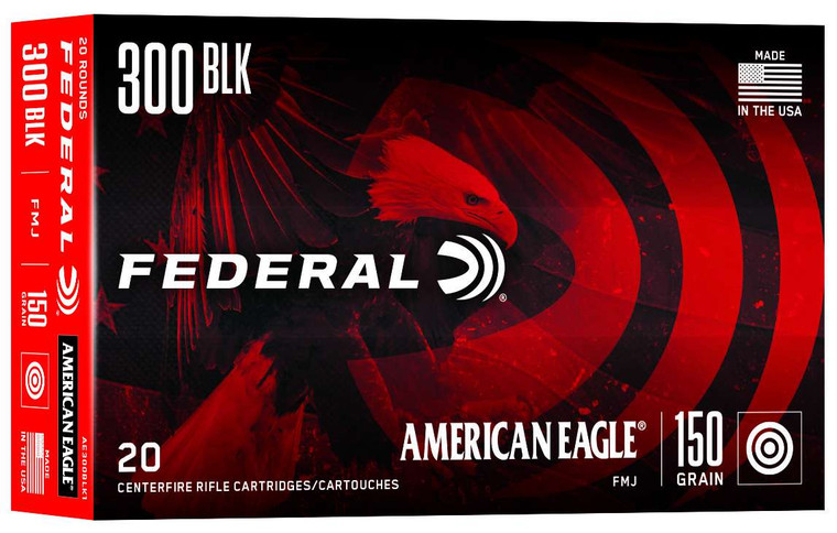 American Eagle 300 Blackout 150 Grain Full Metal Jacket 20 Round - Case of 500