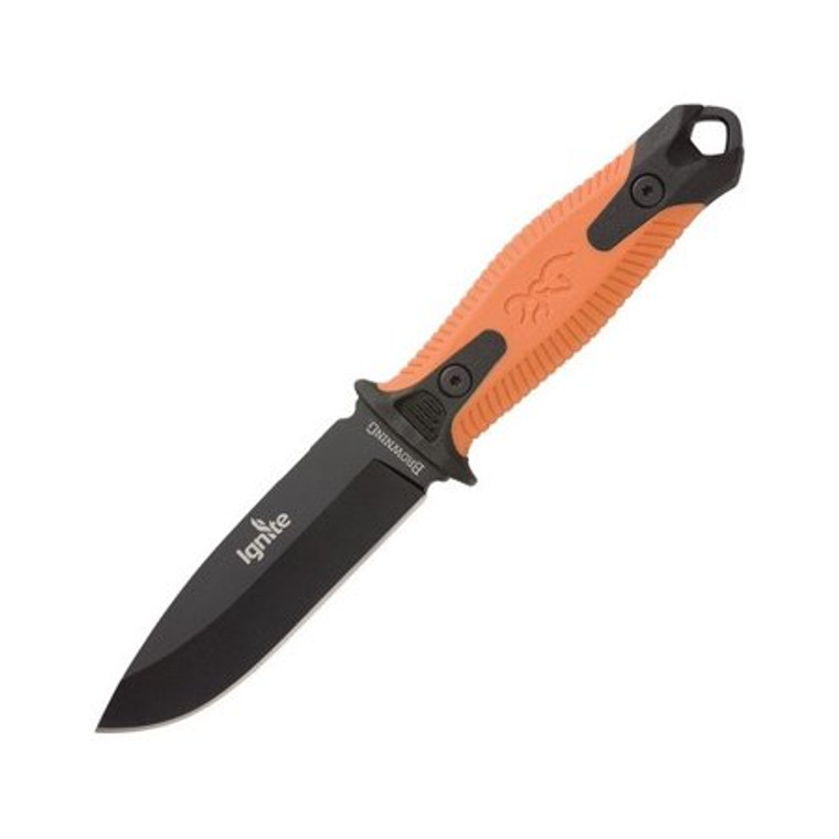 Browning Ignite 2 Orange Knife 4" Black Oxide Coated Stainless Drop Point Black