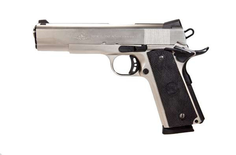 Rock Island Rock Standard FS 45 ACP 8+1 5" Barrel, Overall Matte Nickel Finish Steel, Beavertail Frame, Serrated Slide & Black Rubber Grip