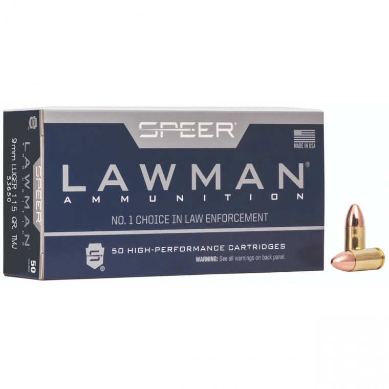Speer Lawman 53650 9mm Luger 115gr Total Metal Jacket 50 Rounds