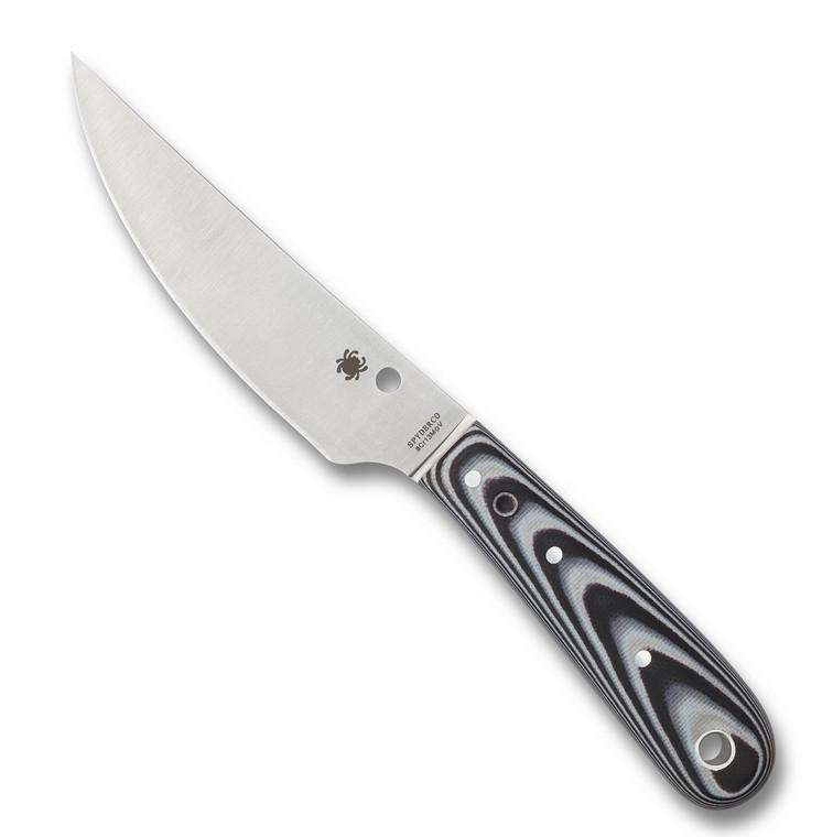 Spyderco  Bow River 4.36" Fixed Drop Point Plain SS Blade Layered Black & Gray G10 Handle Includes Sheath