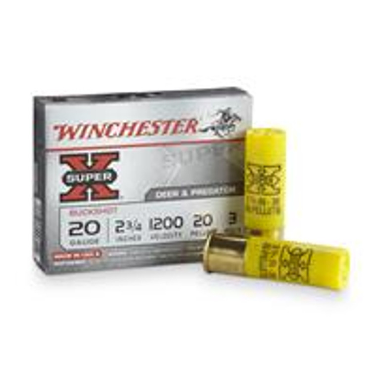 Winchester Super X Buck 20 Gauge Shotshell Five Rounds 2 3/4" #3 Buck 20 Pellets