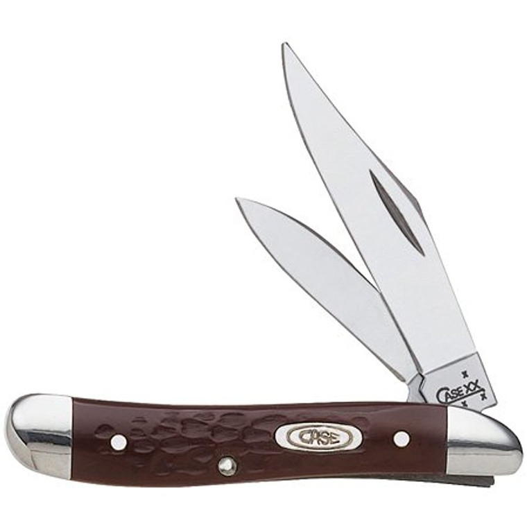 Case Peanut 2.10"/1.53" Folding Clip/Pen Plain As-Ground Tru-Sharp SS Blade/Brown Jigged Synthetic Handle