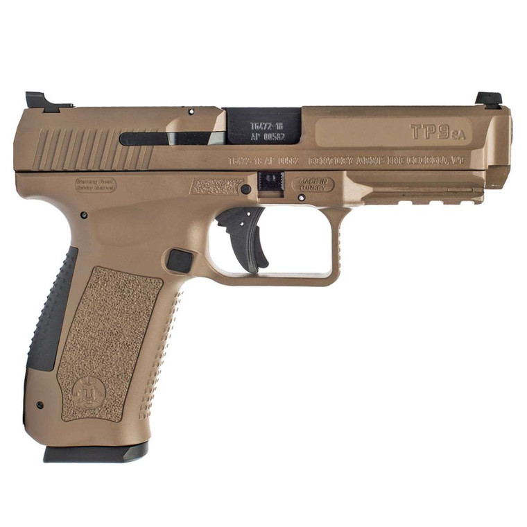 Canik TP9SA Mod.2 9mm Luger 18+1 4.46" Black Match Grade Barrel, Flat Dark Earth Serrated Steel Slide & Polymer Frame w/Picatinny Rail, Black Interchangeable Backstrap Grip