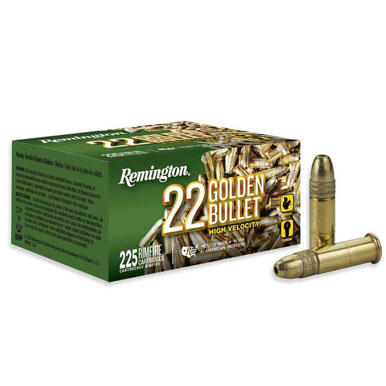Remington Ammunition Golden Bullet 22 LR 36gr Plated Hollow Point 225 Rounds