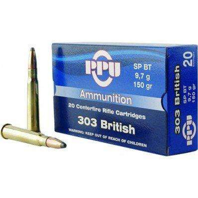 PPU Standard Rifle 303 British 150 gr Soft Point (SP) 20 Bx/ 10 Cs