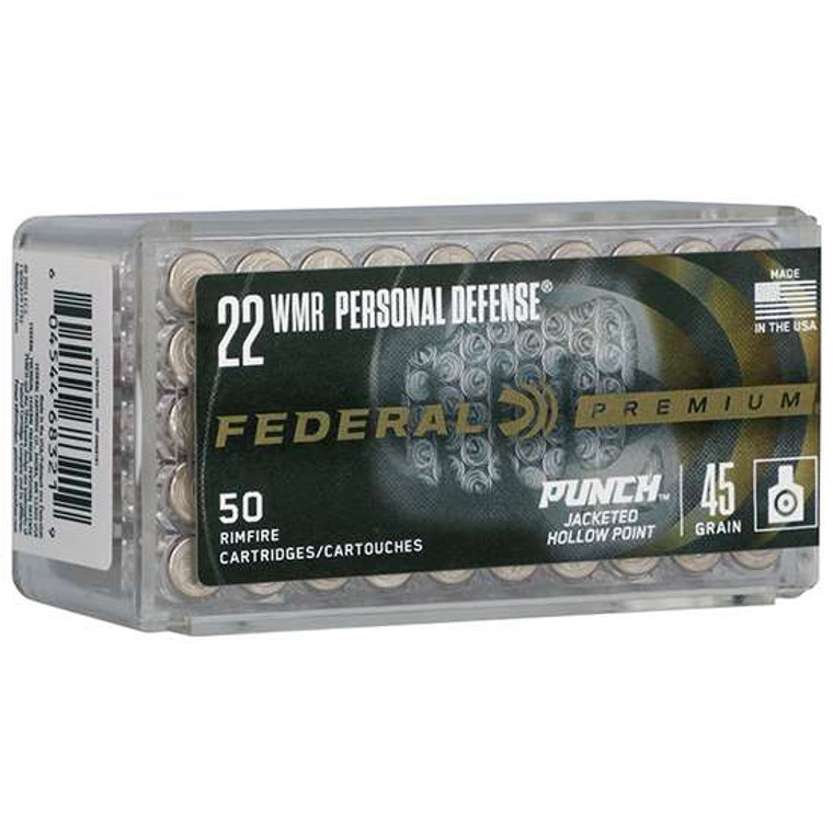 Federal Premium Personal Defense Punch 22WMR 45gr Jacketed Hollow Point 50 Per Box