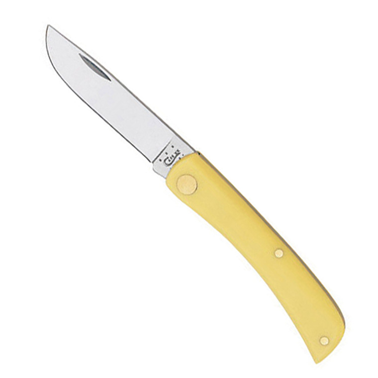 Case Sod Buster Jr. 2.80" Folding Skinner Plain Tumble Polish Chrome Vanadium Steel Blade/Yellow Synthetic Handle