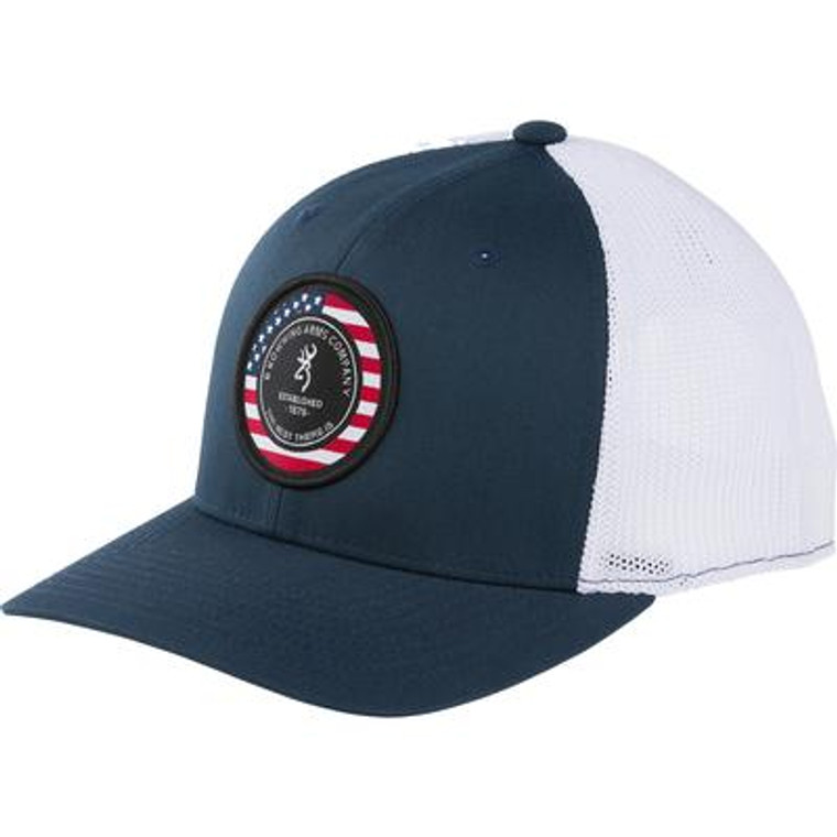 Browning Navy Freedom Hat American Flag w/Mesh BackSnap-back