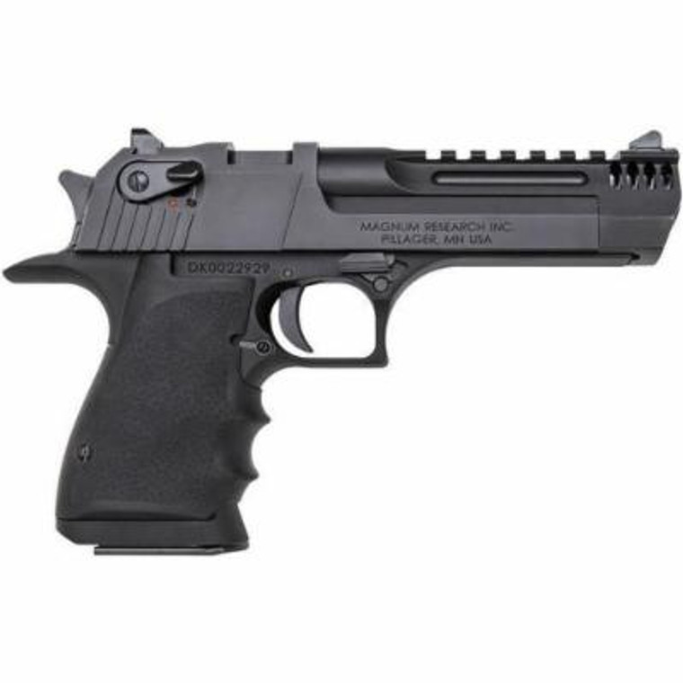 Magnum Research  Desert Eagle L5 357 Mag Caliber with 5" Muzzle Brake/Picatinny Rail Barrel, 9+1 Capacity, Black Anodized Finish Aluminum Beavertail Frame, Serrated Black Carbon Steel Slide & Finger Grooved Hogue Rubber Grip