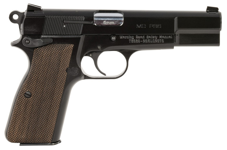 EAA GIRSAN  MC P35 Exclusive Configuration 9mm Luger 15+1 4.87" Black Steel Barrel, Black Cerakote Serrated Slide & Black Matte Chrome Steel Frame w/Walnut Grips Ambidextrous
