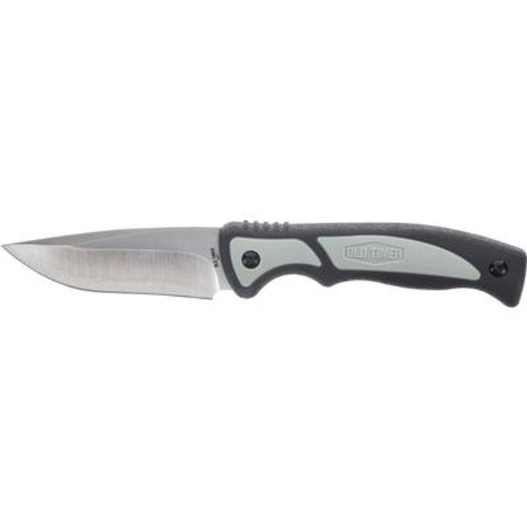 Old Timer Trail Boss 3.70" Fixed Drop Point Plain Stainless Steel Blade 5.25" TPE Handle Includes Sheath