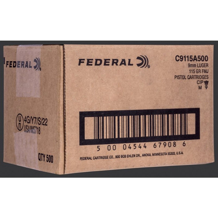 Federal Premium Champion Training 9mm 115 Gr FMJ 500 ROUNDSs