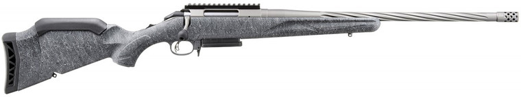 Ruger American Gen 2 308 Win 3+1, 20" Gun Metal Gray Cerakote Spiral Fluted/Threaded Barrel, Gun Metal Gray Cerakote Receiver w/Picatinny Rail, Gray Splatter Adjustable Synthetic Stock