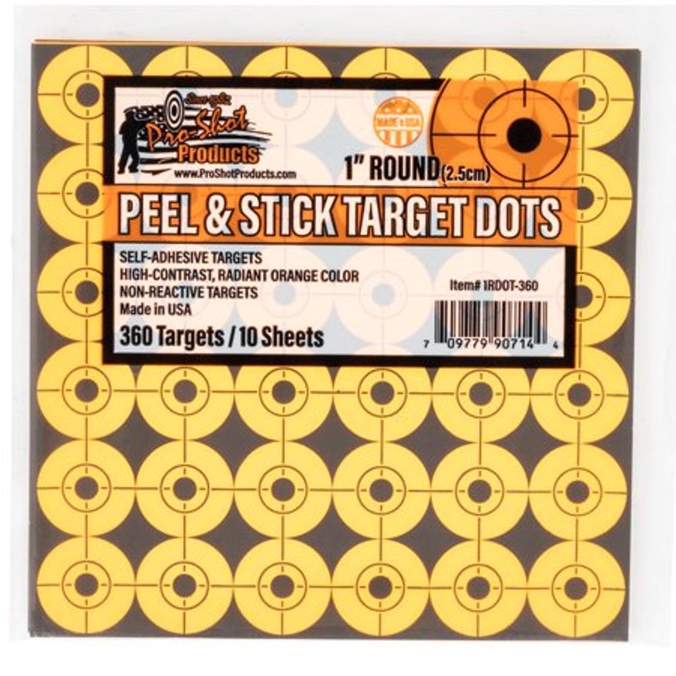 Pro-Shot Peel & Stick Target Dots Orange Self-Adhesive No Impact Enhancement 1" Dot 360 Targets