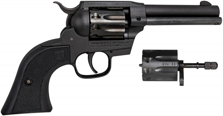 Diamondback  Sidekick Dual Cylinder 22 LR/22 WMR 9 Shot, 4.50" Black Cerakote Steel Barrel & Cylinder, Black Cerakote Zinc Alloy Frame Black Checkered Grips, Hammer Safety, Exposed Hammer