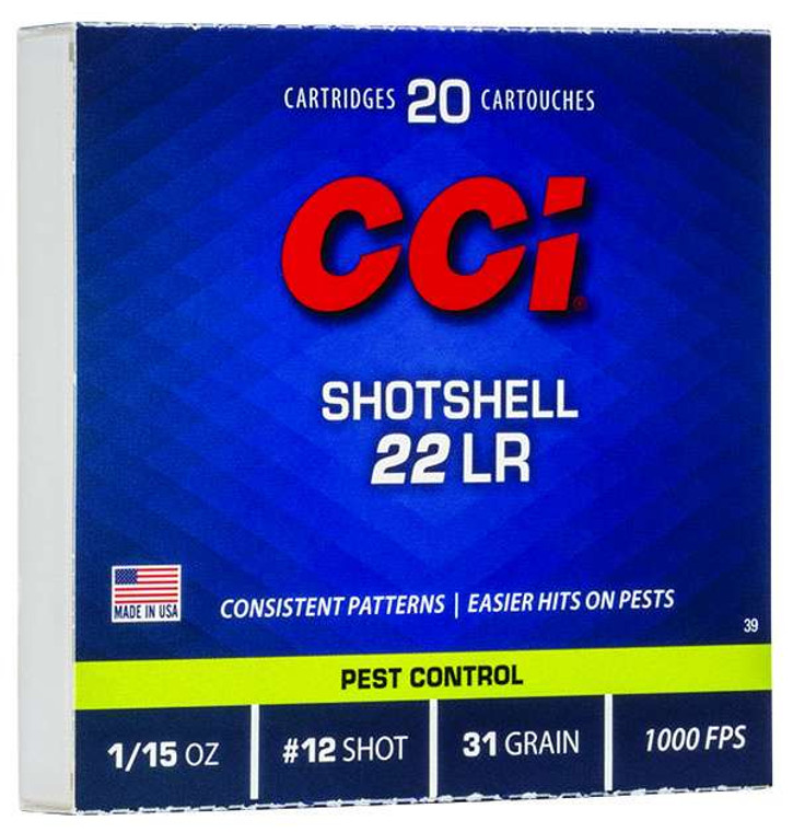 CCI .22 Long Rifle Shotshell 31 Grain #12 Ammunition 20rds