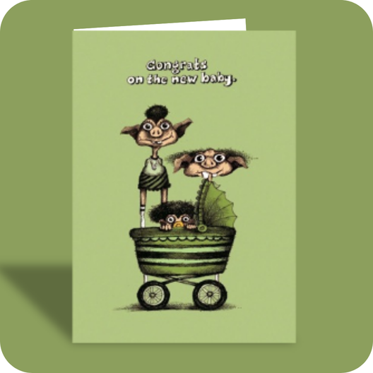 Baby Card - Cuter Than Expected (OG) - Old Paper Stock
