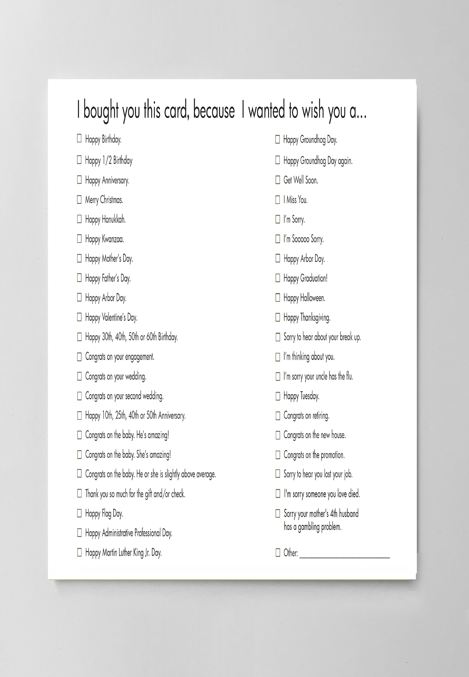 Everyday Card - The Perfect Card  (B)