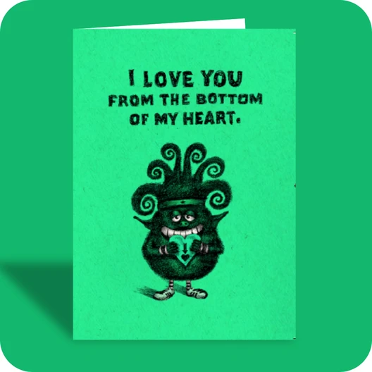 Love Card - Bottom of Heart - Old Paper Stock