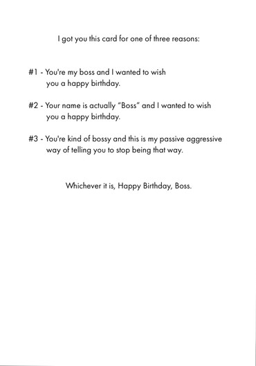 Birthday Card - Boss Birthday (OG) - Old Paper Stock