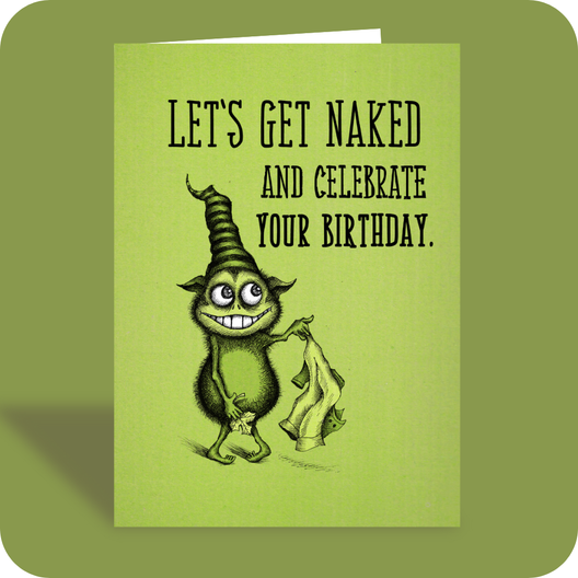 Birthday Card - Naked Party (OG) - Old Paper Stock