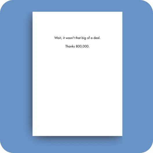 Thank You Card - 800,000 (OG) - Old Paper Stock