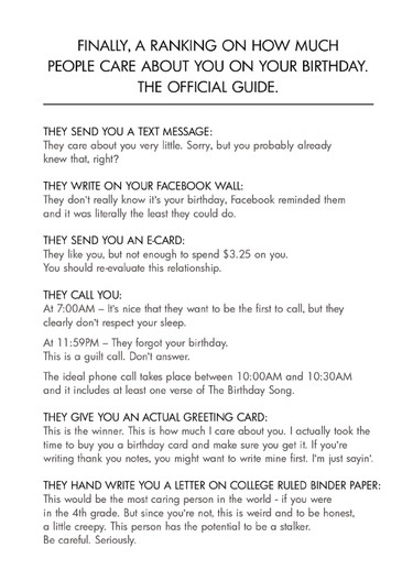 Birthday Card - Rankings (OG) - Old Paper Stock