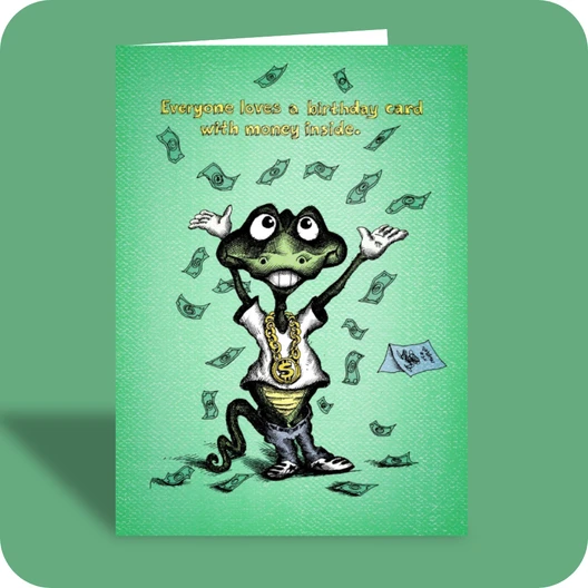Birthday Card - No Money Card (OG) - Old Paper Stock
