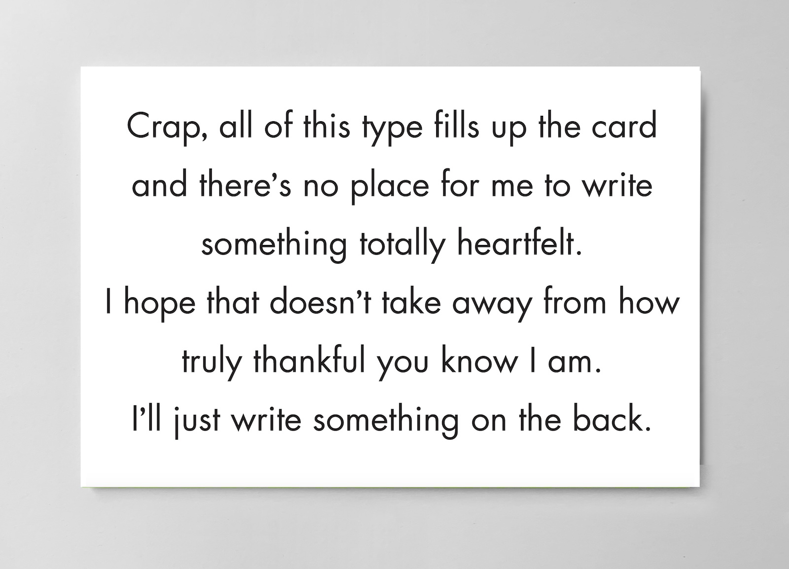 Thank You Card - No Room To Write (B)