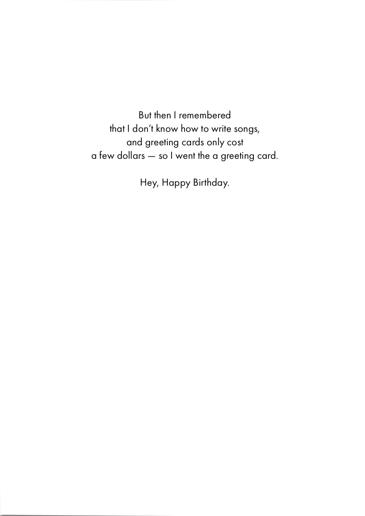 Birthday Card  - Write You a Song (OG)