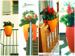 Orange greenbo railing planter