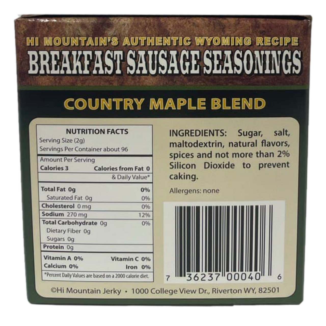https://cdn11.bigcommerce.com/s-x8y6yj0di0/images/stencil/1280x1280/products/452/980/Hi_Mountain_Breakfast_Sausage_Seasonings_Country_Maple_Blend_side__94533.1659555426.png?c=1