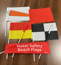 This is the Swim England Water Safety Beach Flags. A set of 6 flags, with a nylon pouch for storage.