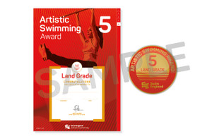 This is the Swim England Artistic Swimming Land 5 Award, which is an a4 certificate and pin badge.